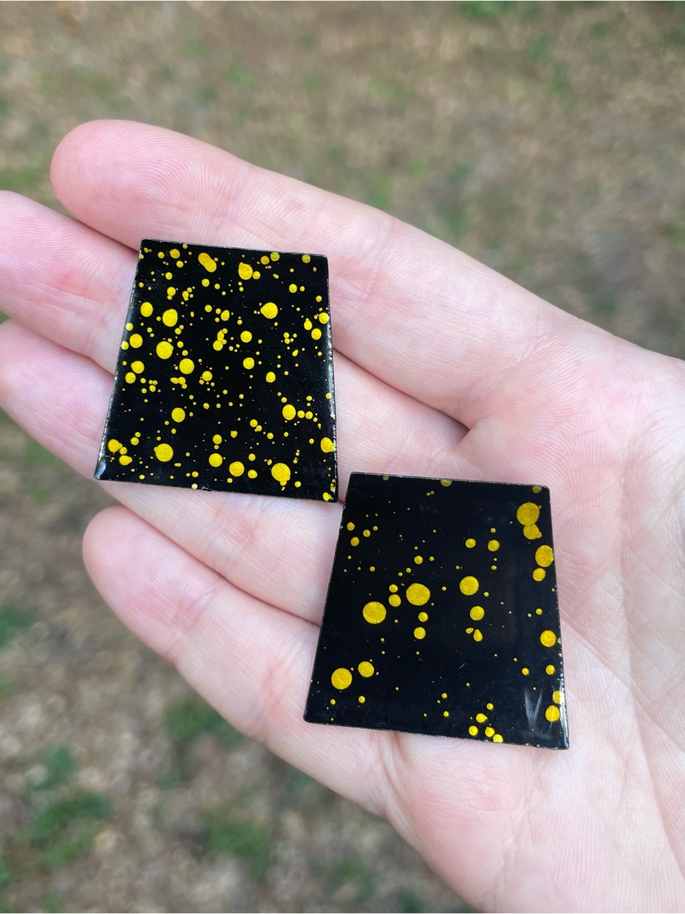 1980s Geometric Paint Splatter Earrings